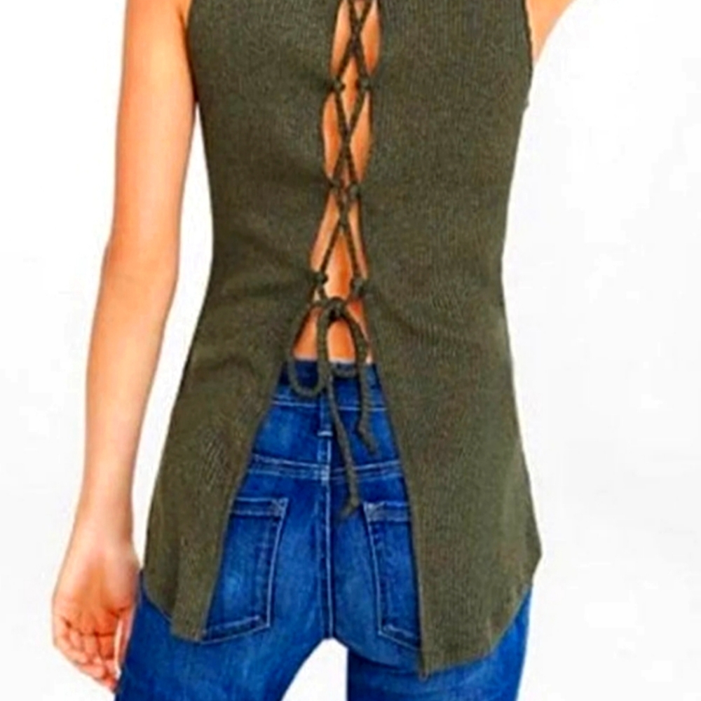 Express Mock Neck Open Back Tank Sz XL